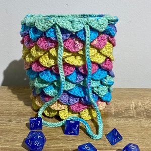 Crochet Dragon Egg Drawstring Dice Bag