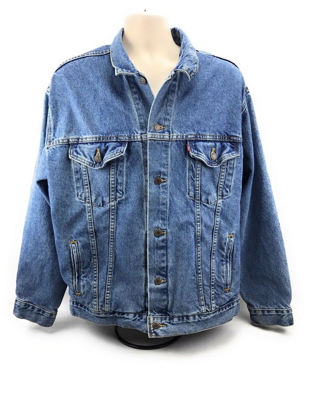 Levis Mens XL Vtg Blue Denim Red Tab Jeans Trucker Jacket - Etsy