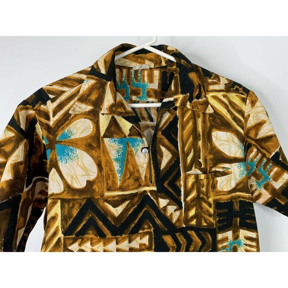 Lehua Hawaiian Aloha Shirt Tiki 70's Bark Cloth M