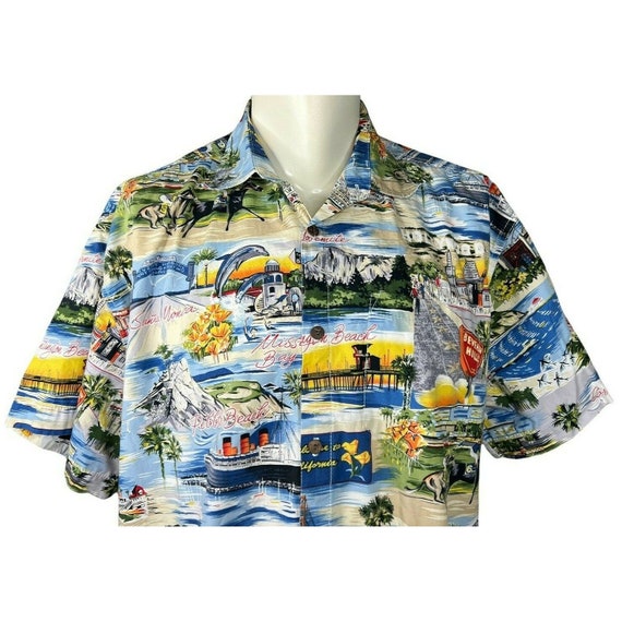Vintage California Theme Hawaiian Style Button Do… - image 1
