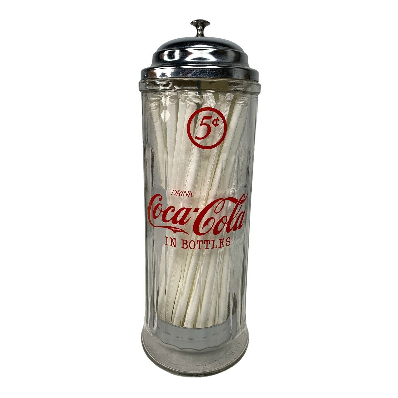 For The Soda Jerk! Vintage Gemco Glass Straw Dispenser #6327