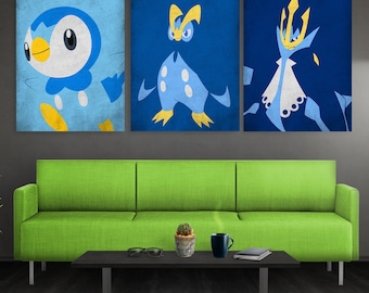 Piplup Evolution Poster Set: Piplup, Prinplup, Empoleon Print