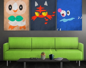Sun & Moon Starter Prints | Rowlet, Litten, Popplio Poster Set