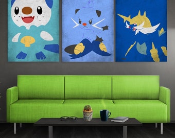 Oshawott Dewott Samurott Poster Set Oshawott Evolution Print Wall Art
