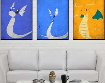 Ensemble d'affiches Dratini Dragonair Dragonite