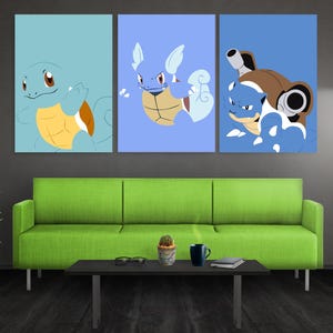 Evolution Poster Set Minimalist Squirtle Wartortle Blastoise Wall Art Print