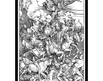 Affiche imprimée « Quatre cavaliers de l'Apocalypse » d'Albrecht Dürer, art mural