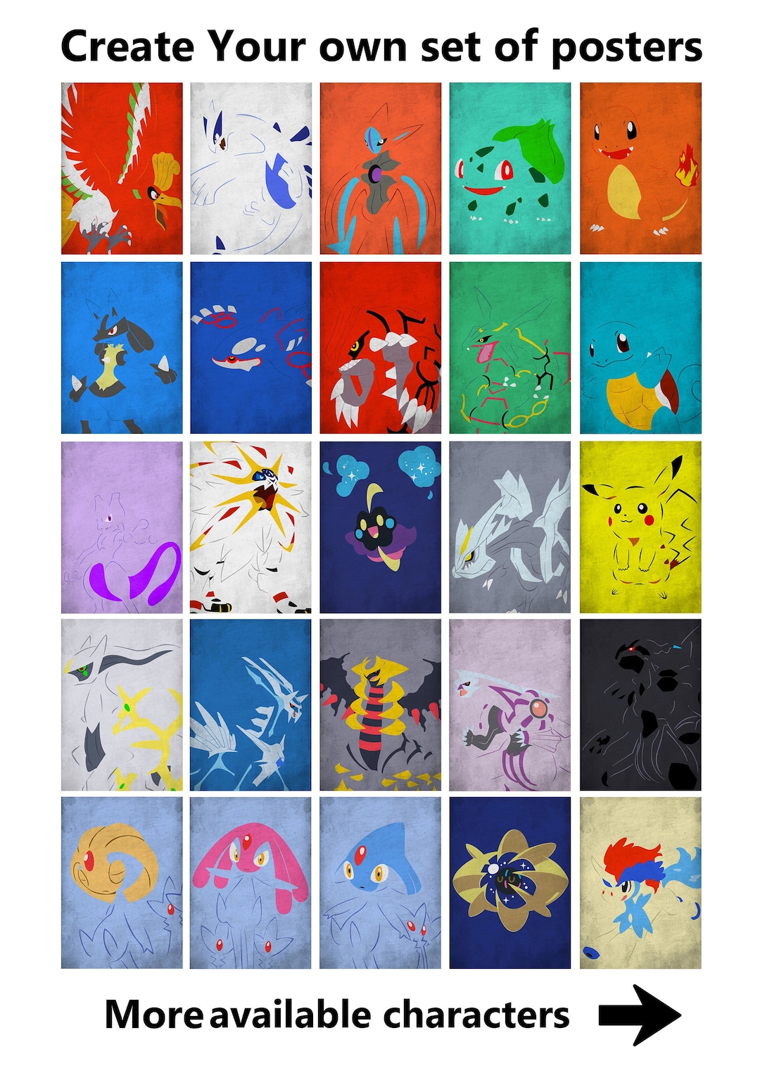 Create Legendary Pokemon Print Set - Etsy