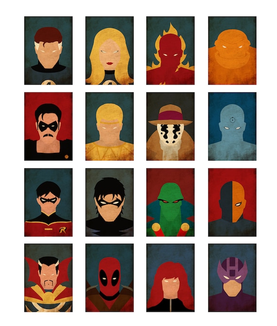 Set De 6 Posters Super-héros Minimalistes - Déco Murale Moderne Comics