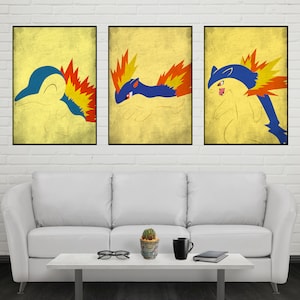 Cyndaquil Evolution Poster Set Cyndaquil Quilava Typhlosion Poster Set Cyndaquil Print Quilava PrintTyphlosion Print