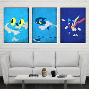 Froaki Evolution Poster Set Froakie Print Frogadier Print Greninja Print Wall Art Print