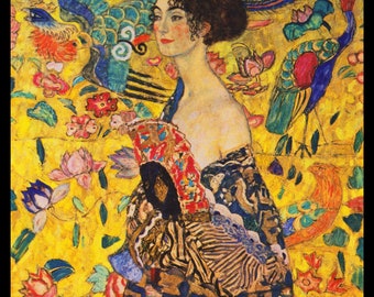 Gustav Klimt Lady with a Fan Print Poster Wall Art Gustav Klimt Dame mit Fächer