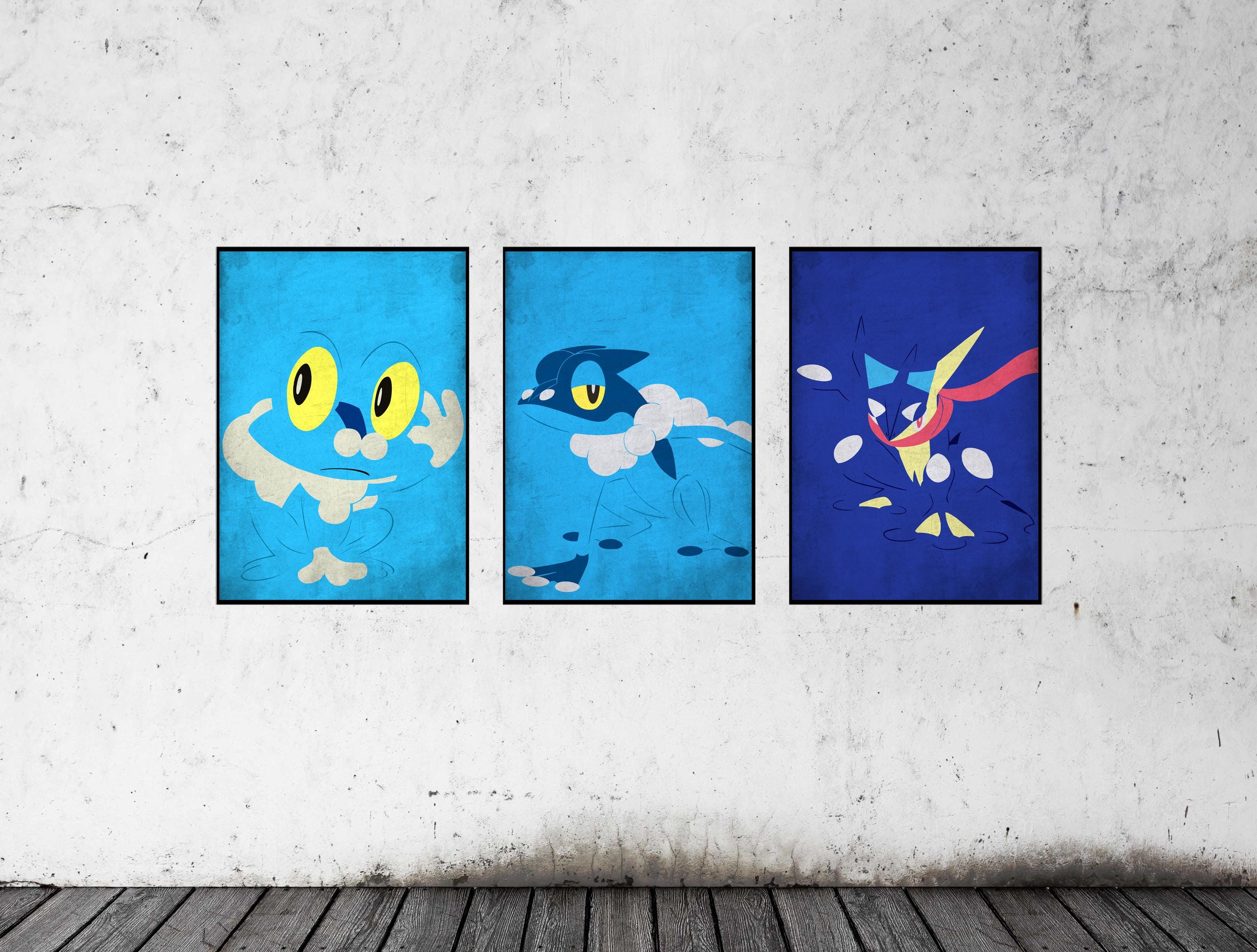 Froaki Evolution Poster Set Froakie Frogadier Greninja Wall Art - Etsy