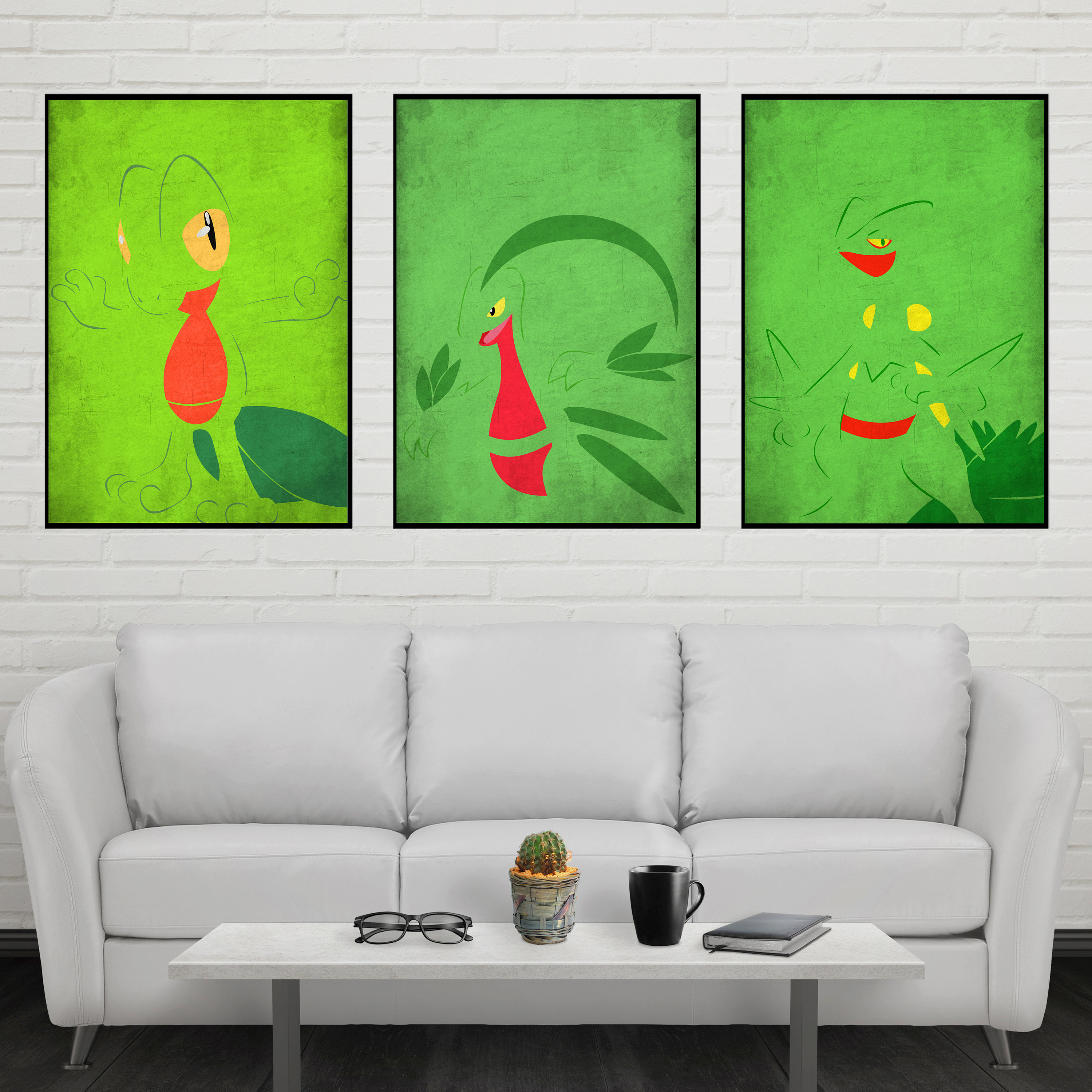 Treecko Evolution Poster Set Treecko Poster Grovyle Poster Sceptile Poster Print Wall Art