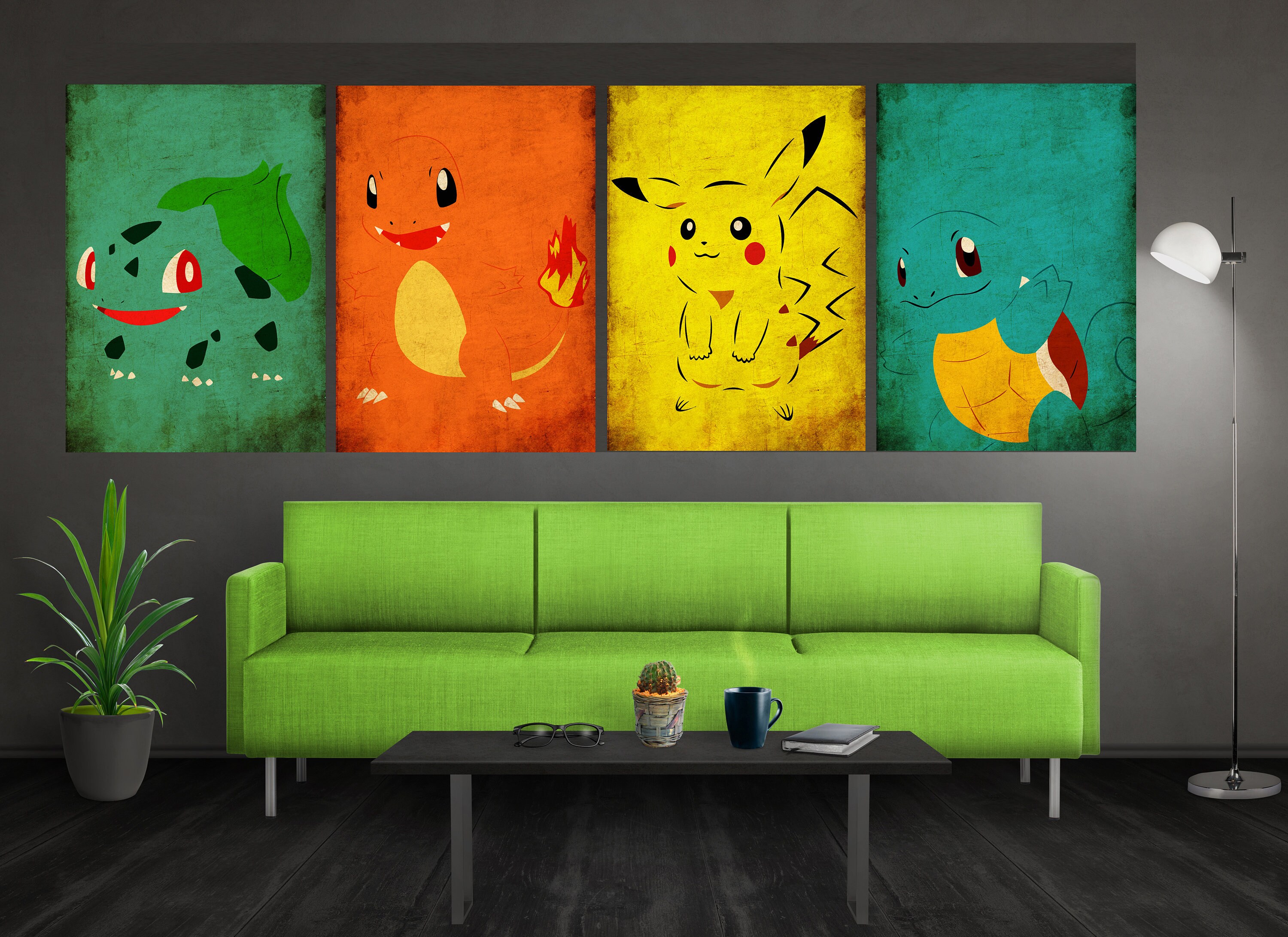 Vintage Minimalist Pokemon Wall Art Parody Vintage Pokemon Etsy