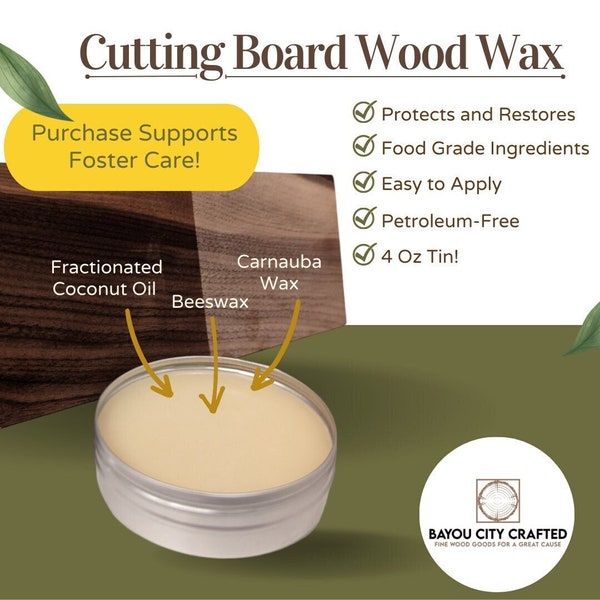 Petroleum Free Wood Wax Conditioner for Cutting Boards | 4 oz | All Natural Coconut Oil, Beeswax, and Carnauba Wax | For Wooden Kitchenware