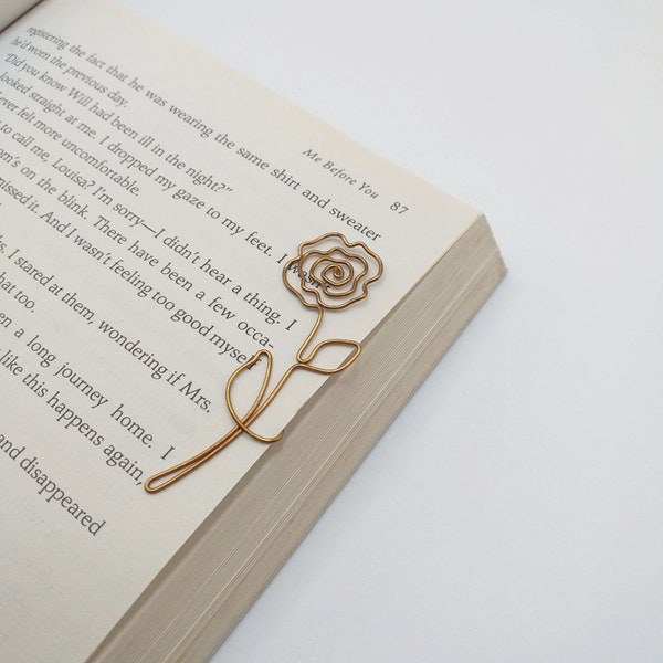 Rose Wire bookmark, Rose bookmark, Flower Bookmark, Rose Decorative Clip, Antique-finish Rose Bookmark, Booklover gift, Rose planner clip