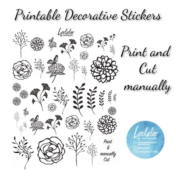 printable flower stickers botanical stickers printable etsy india