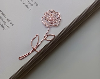 Rose Wire bookmark, Rose bookmark, Flower Bookmark, Rose Decorative Paper Clip, Rosegold Rose Bookmark, Booklover gift, Rose planner clip