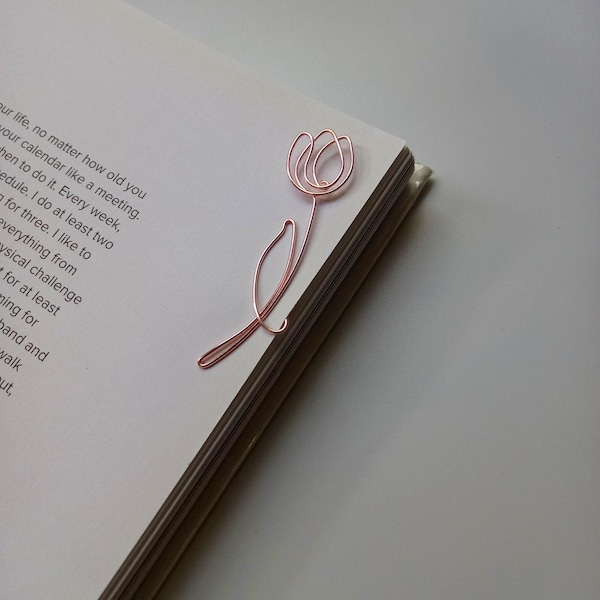 Tulip Wire bookmark, Tulip bookmark, Flower Bookmark, Tulip Decorative Paper Clip, Rosegold Tulip Wire, Booklover gift, Tulip planner clip