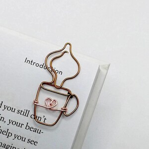 Coffee Cup Wire Bookmark: Vintage Bronze & Rose Gold Planner Clip