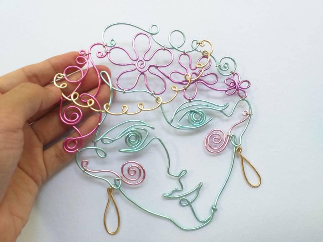 Wire Portrait Wire Face Metal Art Wire Wall Decor Wire Etsy