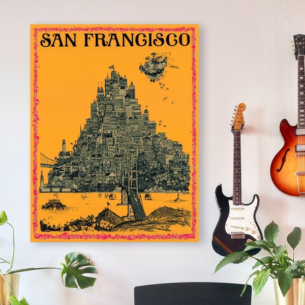 City of San Francisco in a 1960s psychedelic style - INSTANT DOWNLOAD