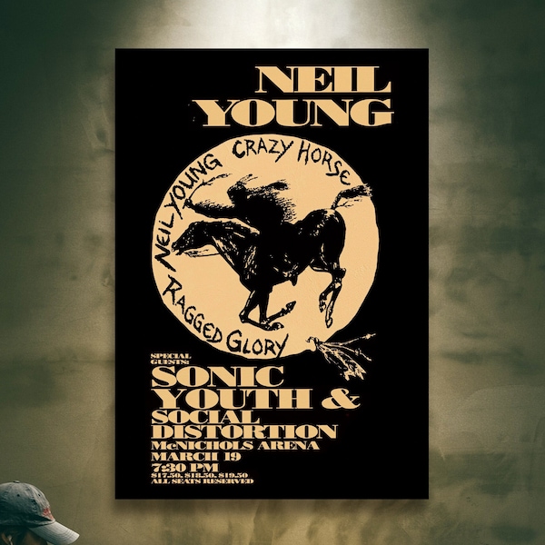 Neil Young et le Crazy Horse lors de la tournée Ragged Glory à Denver - Poster