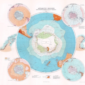 Maps of the Antarctic regions used in the preparation of a British exploration - 1898 - INSTANT DOWNLOAD