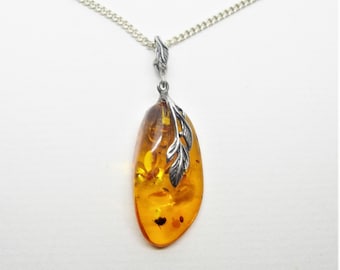 Baltic amber pendant sterling silver vintage