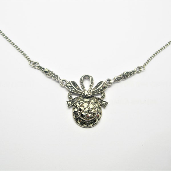 Sterling silver marcasite necklace vintage