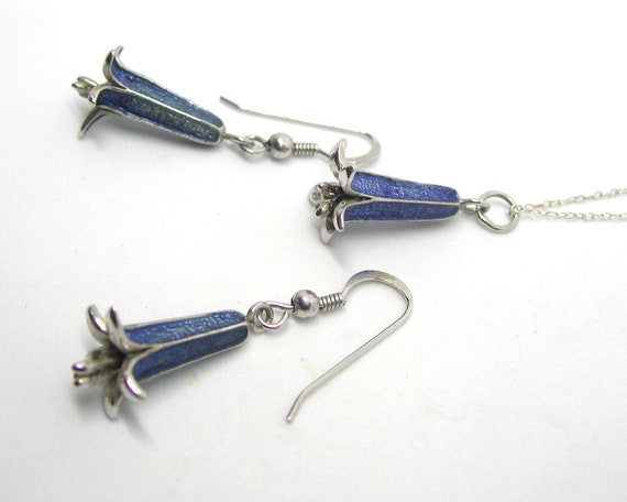 BLUE BELLS STERLING  silver jewellery set pendant… - image 4