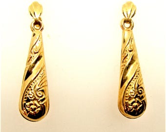 Vintage golden earrings 9 carats Edwardian style antique