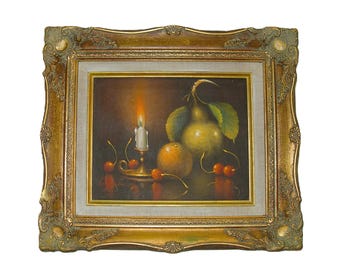 ゴシック調 ゴールドフレーム 油絵 油彩 油彩画 肉筆画 真筆保証 風景