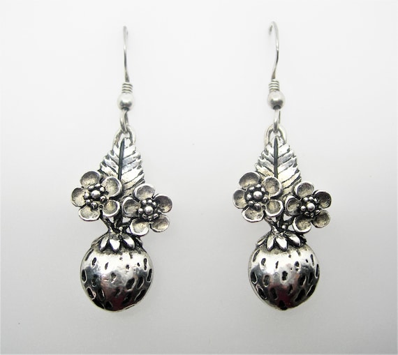 Strawberries sterling silver earrings