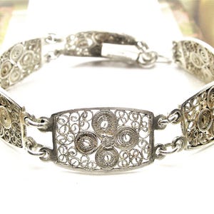 Silver filigree bracelet, vintage gift for her