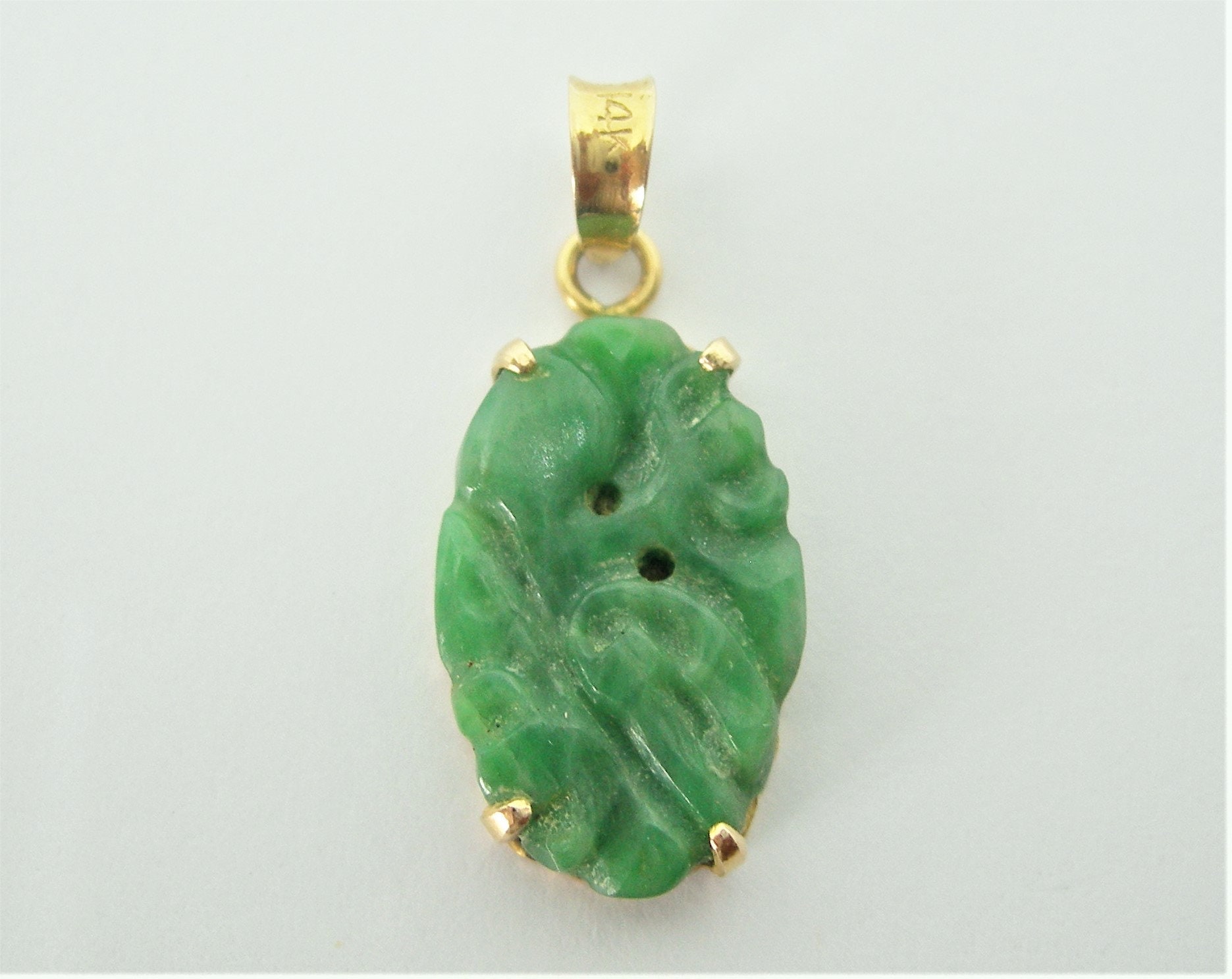 Antique Jade Golden Pendant 14 Ct Gold Hand-carved - Etsy UK