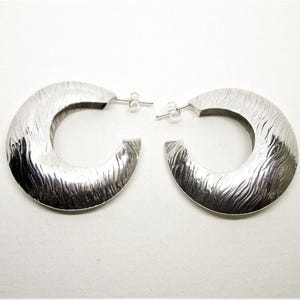 Large hoop STERLING SILVER EARRINGS  Art Designed vintage