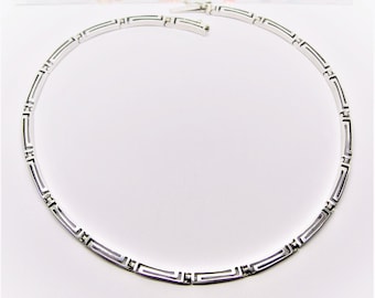 Sterling SILVER GREEK KEY Choker Necklace vintage