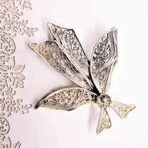 Silver FILIGREE BROOCH vintage, Gift for her