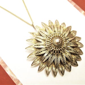 Sterling silver filigree pendant necklace vintage