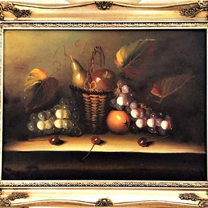 ORIGINAL OIL PAINTING Still life Fruit vintage