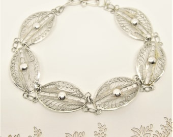 Sterling silver filigree bracelet large vintage