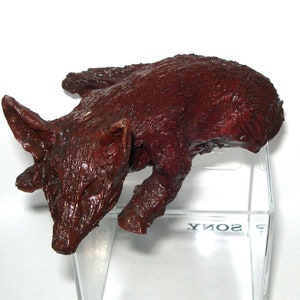 A fox CERAMIC SCULPTURE unique art hand made figurine