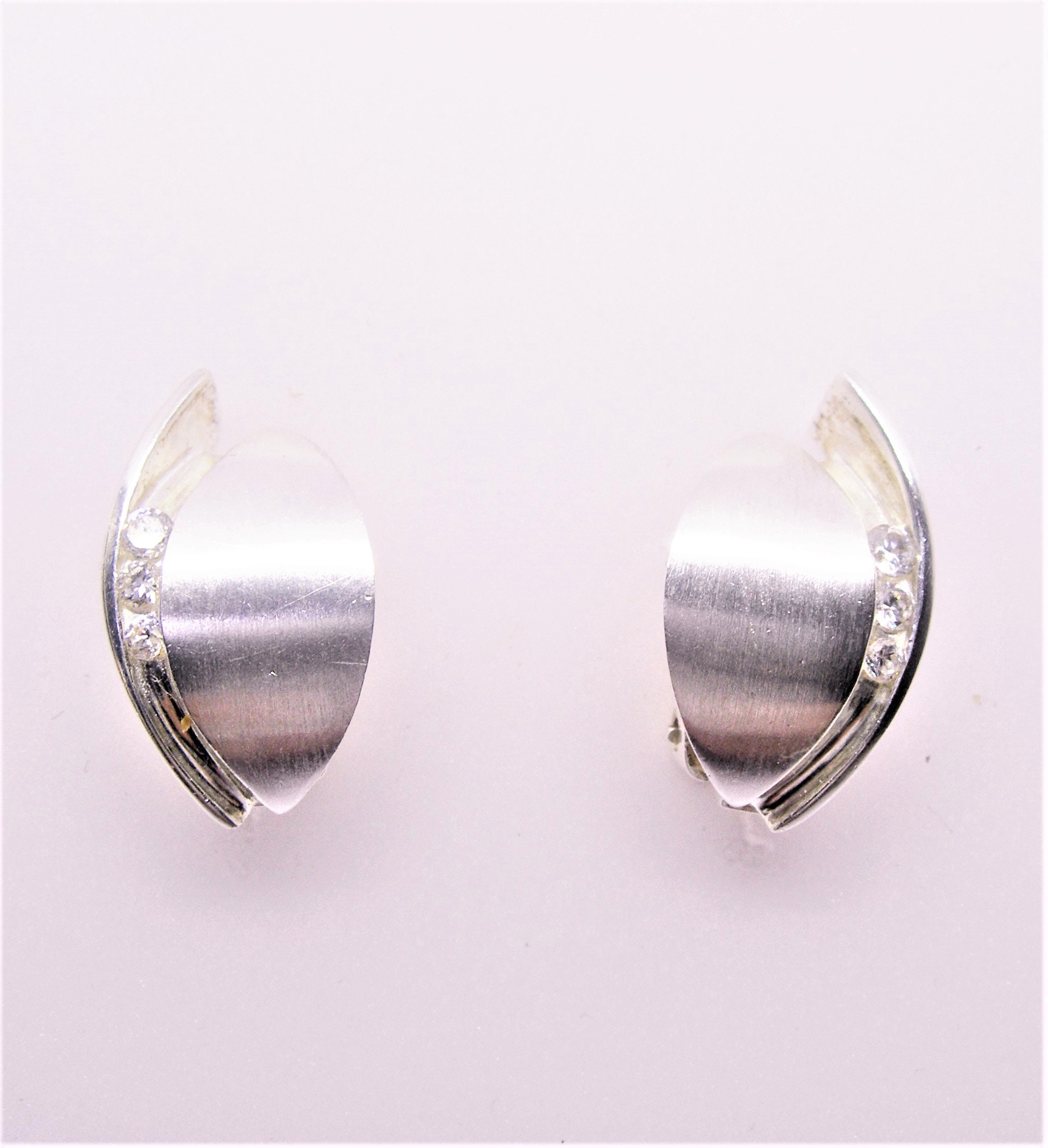Art Designed Sterling SILVER CLIP EARRINGS With Zirconia - Etsy UK