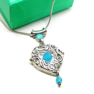 SILVER OPALITE PENDANT Necklace A heart