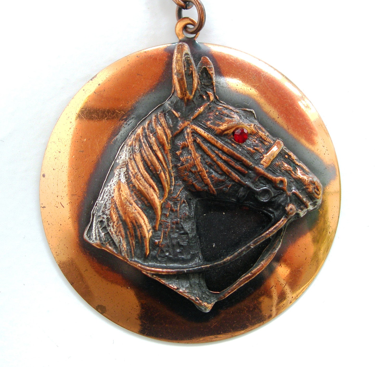 Horse Head Copper Pendant Necklace Large Etsy UK