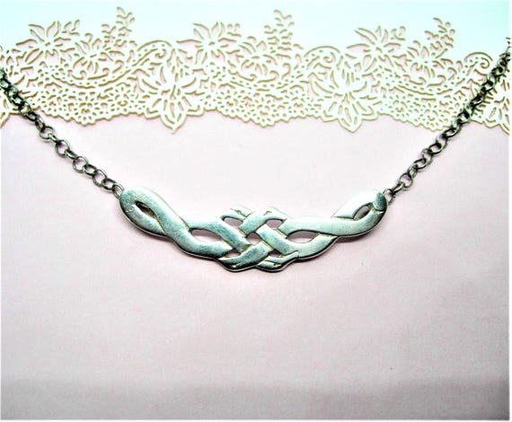 Collier Vintage Plastron En Argent Massif Tissé - Ancien - Occasion