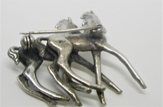 Two foals sterling silver brooch vinatage - image 6