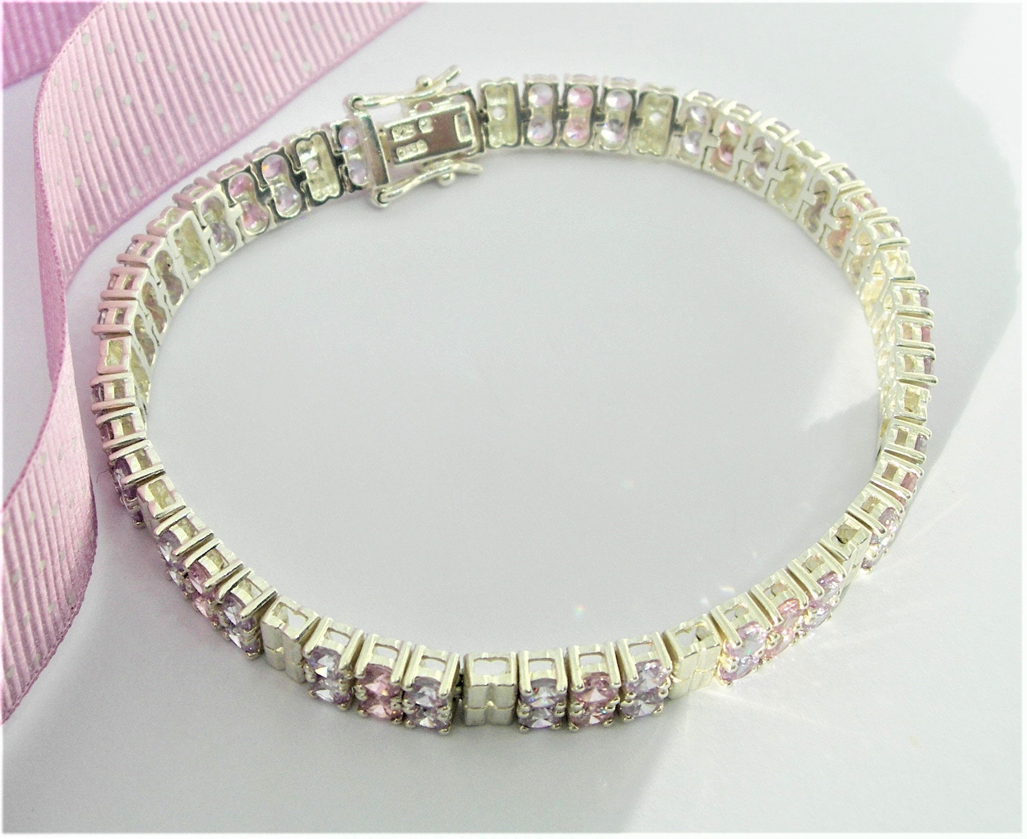 Sterling silver zirconia bracelet Etsy